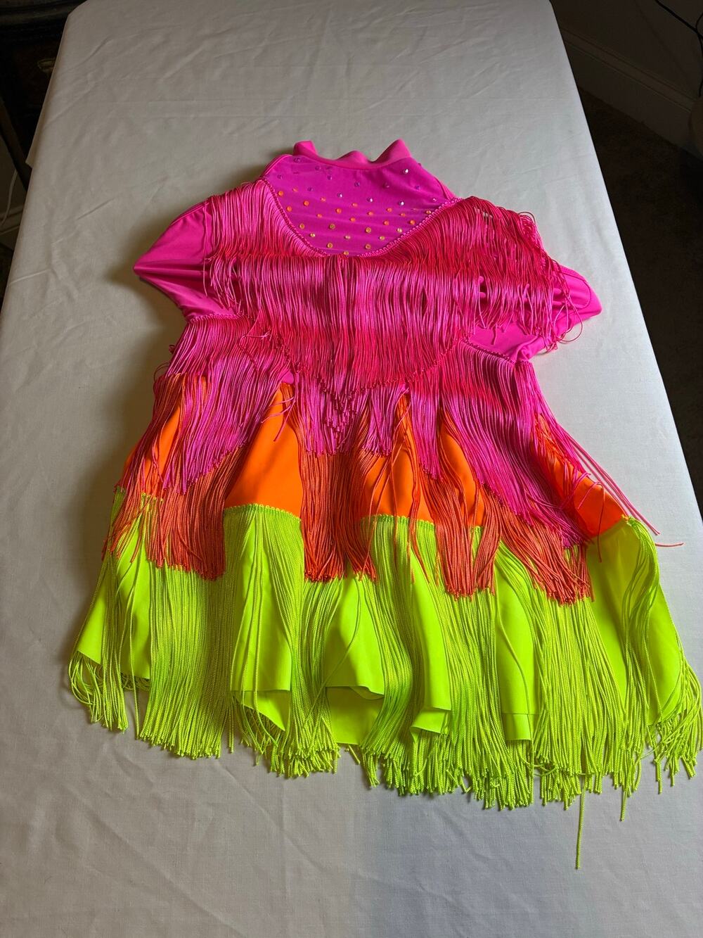 Revolution Dancewear Fringe Costume Neon Pink Orange Green Jazz Tap Small Adult